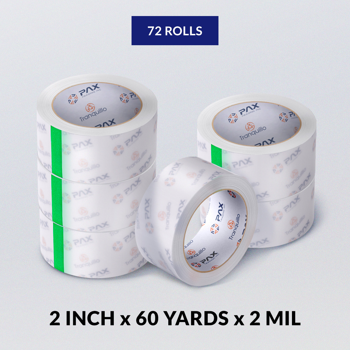 72 Clear Tape Rolls 2 x 60 Yards x 2mil wholesale price